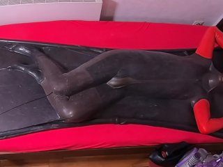 fetish, toy, vacbed with gloves, heavy