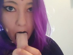 Raven Sucks on Cock