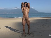 Sexy muscle worship on the beach