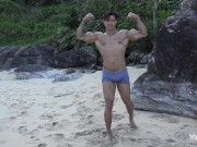 Preview 2 of Sexy muscle worship on the beach