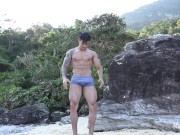 Preview 3 of Sexy muscle worship on the beach