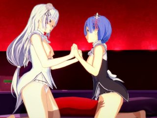 Re:Zero - Emilia X Rem Threesome3D Hentai