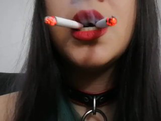 femdom, smoking cigarette, asian smoker, leather