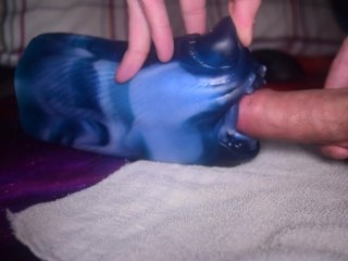 Fucking David's muzzle from Bad Dragon and cumming inside