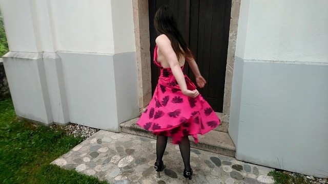 First Time Outdoor Locked in Chastity (female Chastity Belt in Nature)