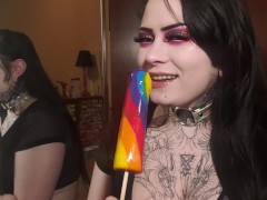 Sucking Messy Rainbow Dickpop for Pride