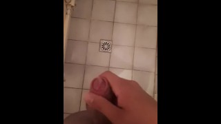 Jerking off, first pissing and then cumming