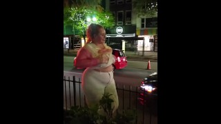 Flashing Passersby In Toronto Following The Raptors' Victory
