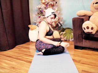 Yoga session ina new pair of tight leggings,stretching and SPREADING!