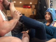 Preview 5 of Nerdy Teen in Glasses Stinky Sock Removal, Foot Worship & BJ
