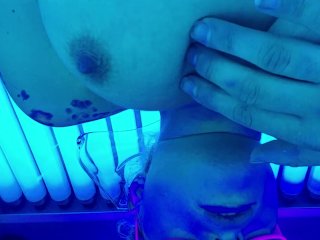 Post workout strip and_squirting in tanning_bed