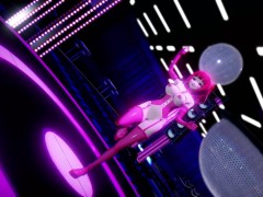 Hentai Girl with Big, Erect Clit and Nipples Dancing to Pink Cat on Stage