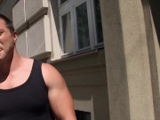 Preview 1 of CZECH HUNTER 438 -  Muscle Dude Finishes The Gym & Is Offered Cash For Ass