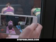 Preview 6 of StepSiblings - Toned Yoga Babes Get Horny For Trainer's Cock