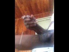 Jacking this dick on the back porch