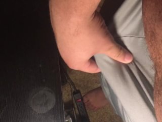 Chubby guy bust a load on his desk