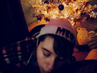 Sucking on husdand's little DICK onChristmas Eve_*Short*