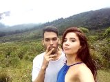 Hermosa agatha vega con su novio cogiendo rico en merida en las montañas
