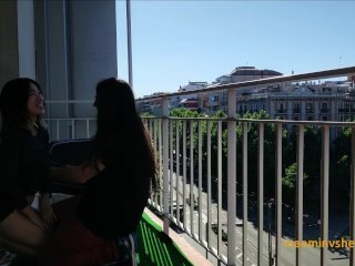 InterracialCouple Having Public Sex in a_City Balcony