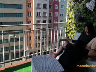 Interracial Couple_Having Public_Sex in a City Balcony