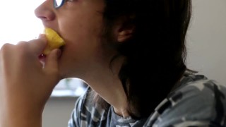 Sensually eating lemons