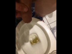Big teen dick empties bladder