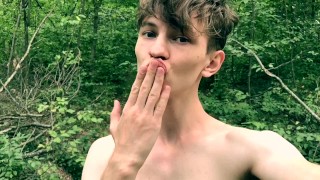 Horny Boy Wanking HIS BIG DICK OUTDOOR With SUNSET ORGASM TEEN BOY