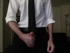 Hot guy jacks off to intense orgasm with stepsister in next room