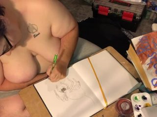 fetish, sketch, tattooed women, toys