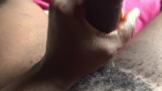 Dani spits on his cock and beats it till he nuts all over