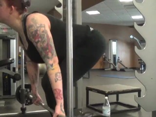 Chubby Tattooed Girl Deadlifts at the Gym [2015]