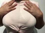 Preview 1 of 18 YEAR OLD STRIPPING FONDLING BOOBS SQUEEZING BIG TITS AND PINCHED NIPPLES