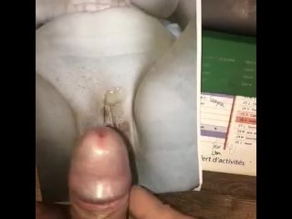 jerking onto her, solo male, jerking on pussy, cum