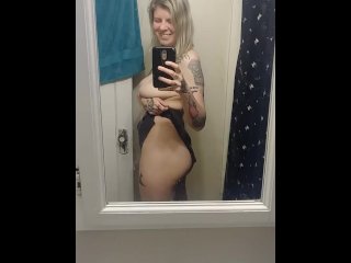 CUTE TOPLESS TATTOOED BLONDE RIPS FART IN MIRROR