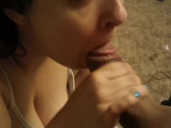 POV Sloppy blowjob. Rough deep throat. Oral cumshot. MILF eats cum