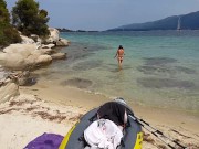 Preview 1 of Hot PUSSY FLASHING on PUBLIC BEACH