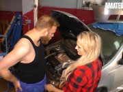 Preview 2 of AmateurEuro - Super Hot German Wife Fucked In The Car Shop