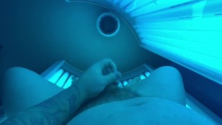 Public Wank in Gym Tanning Bed