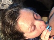 Preview 1 of First time my girlfriend let me cum on her face POV bbw deepthroat facial