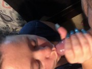 Preview 3 of First time my girlfriend let me cum on her face POV bbw deepthroat facial