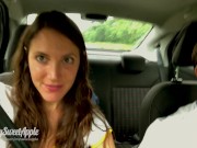 Preview 4 of Roadtrip Sucking, Flashing and Public Blowjob - Amateur Couple MySweetApple