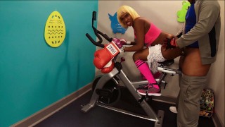 By BBC On Exercise Bike Buggery Anal Ass Deep Fuck Big Butt In Public Gym