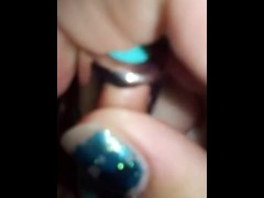 Torturing my wet, tight pink pussy in the bath tub