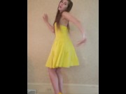 Preview 2 of Dance & Strip from yellow dress and heels to Bad Idea by Ariana Grande