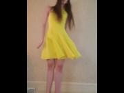 Preview 4 of Dance & Strip from yellow dress and heels to Bad Idea by Ariana Grande