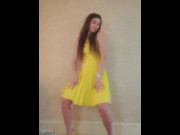 Preview 5 of Dance & Strip from yellow dress and heels to Bad Idea by Ariana Grande