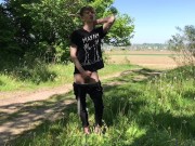 Preview 5 of Quick Cumshot INTO the Forest /Big Dick (23cm) / Monster Cock / Cute Boy