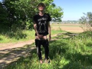 Preview 6 of Quick Cumshot INTO the Forest /Big Dick (23cm) / Monster Cock / Cute Boy