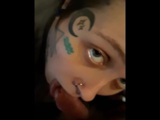 face tattoo blowjob, blowjob swallow, tattooed, verified amateurs