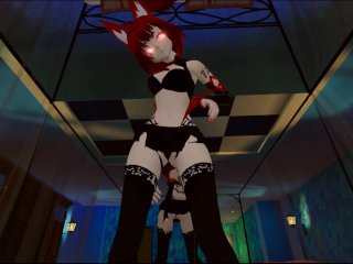 Teen Red Fox Dragon Tattoo Girl Black Thong Gives POV Mirror Lap Dance